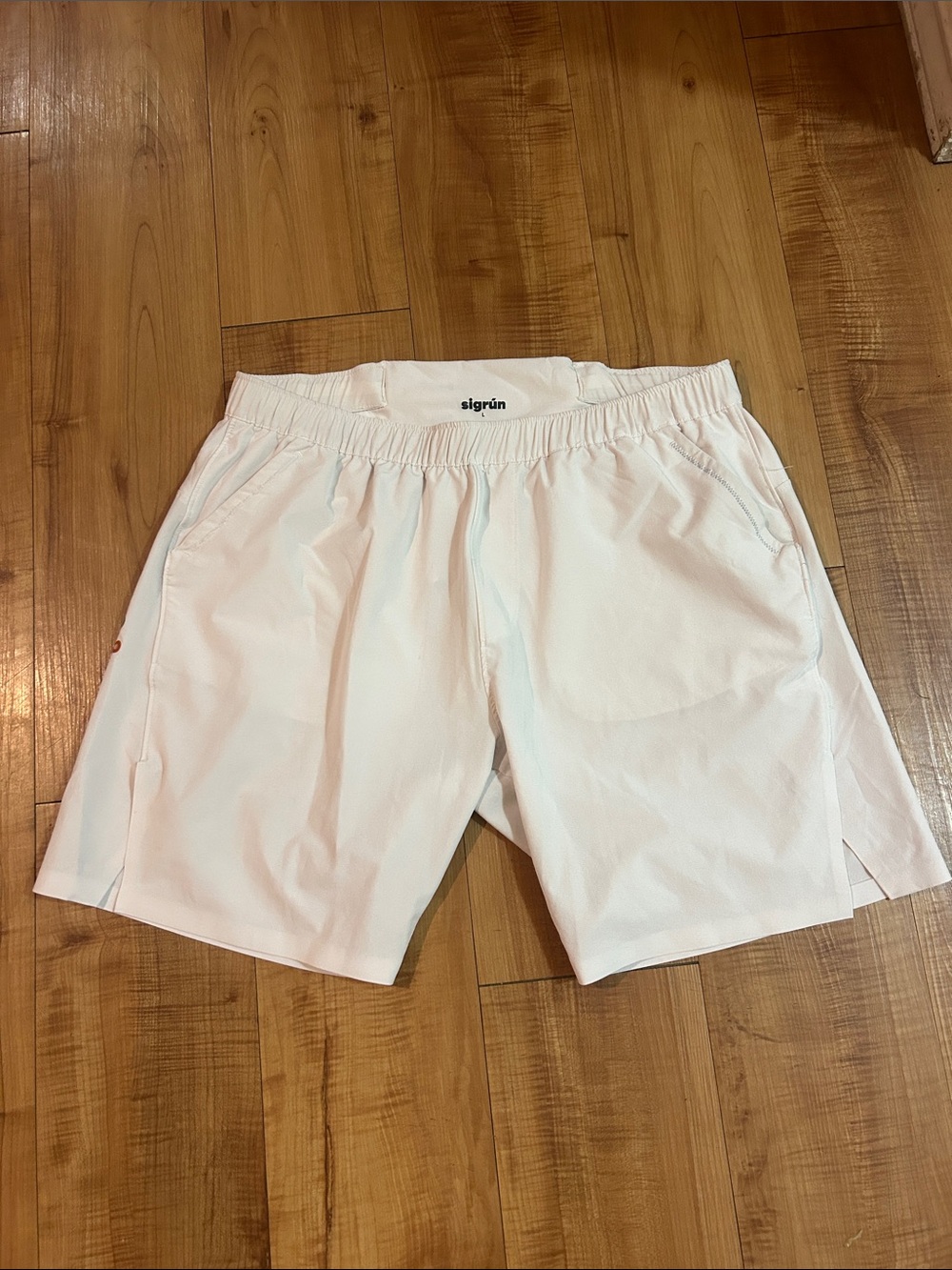 Men's SIGRÚN SIGRUN White Athletic MATCH tennis Shorts with Elastic Waist Large